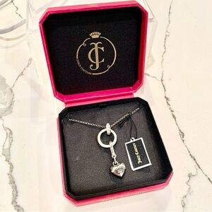Juicy Couture Silver Heart Charm Long Adjustable Necklace